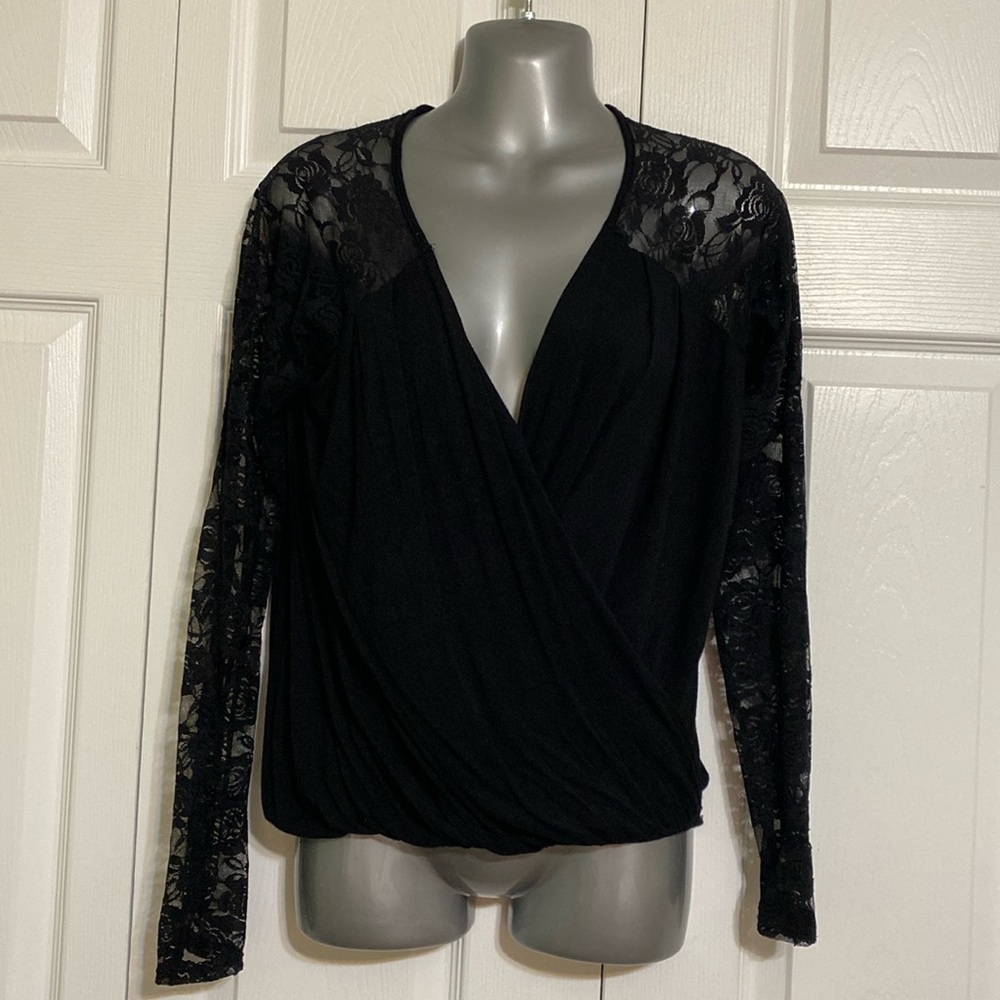 Purple Snow black blouse, Medium